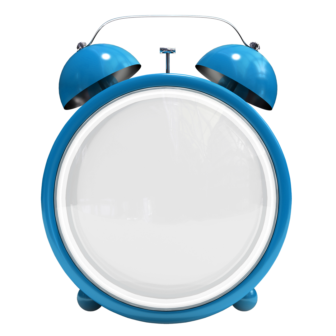 Blue transparent twin bell alarm clock isolated on white background - Download Free Stock Images Pikwizard.com