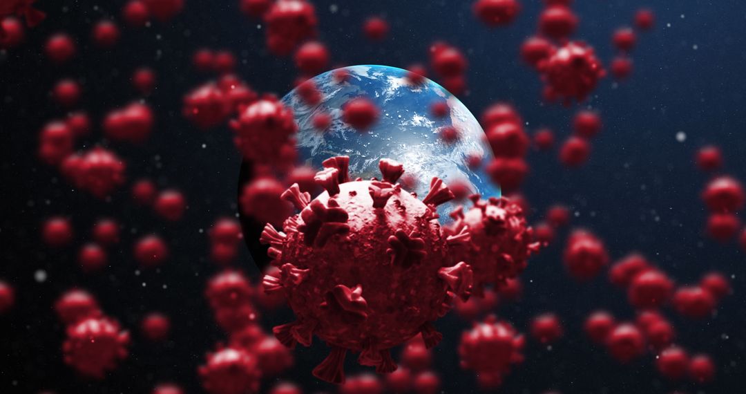 COVID-19 Particles Surrounding Earth on Cosmic Background