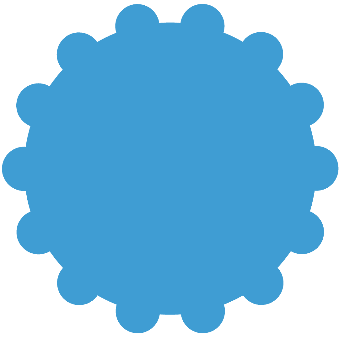 Blue Circular Badge Shape on Transparent Background
