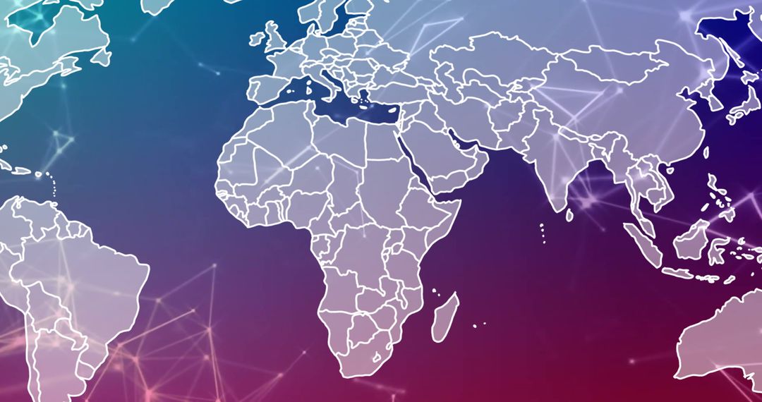 Digital World Map Highlighting Global Network Connections