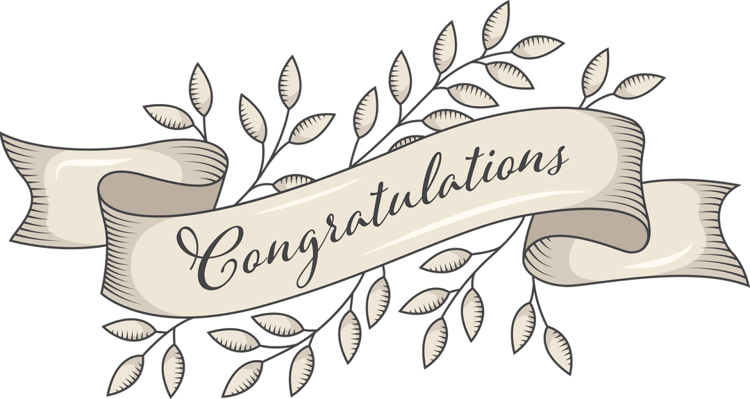 Elegant Transparent Congratulations Ribbon with Leaves Vector Art