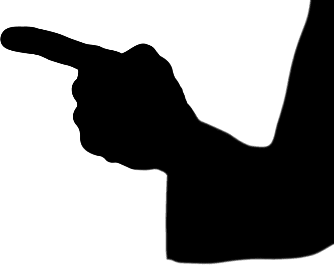 Silhouette of Hand Pointing Finger on Transparent Background Vector