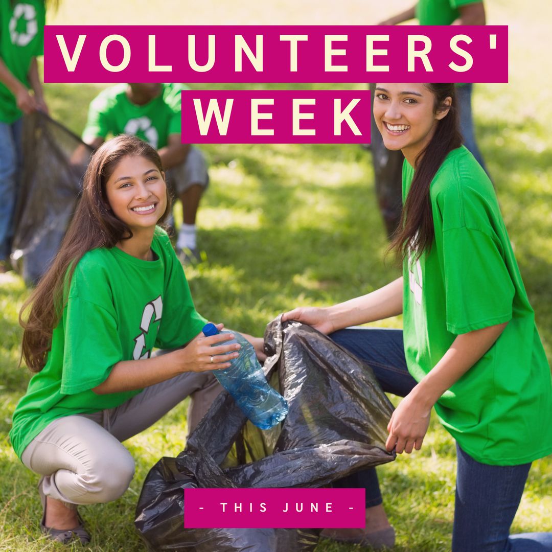 Volunteers Week: Happy Women Collecting Rubbish in Park - Download Free Stock Templates Pikwizard.com