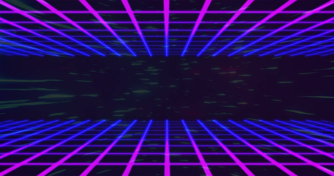 Retro Futuristic Neon Grid Tunnel Visualization