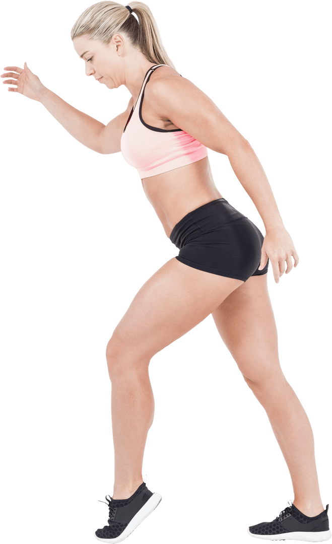 Caucasian Woman Stretching Transparent Background for Fitness Motivation