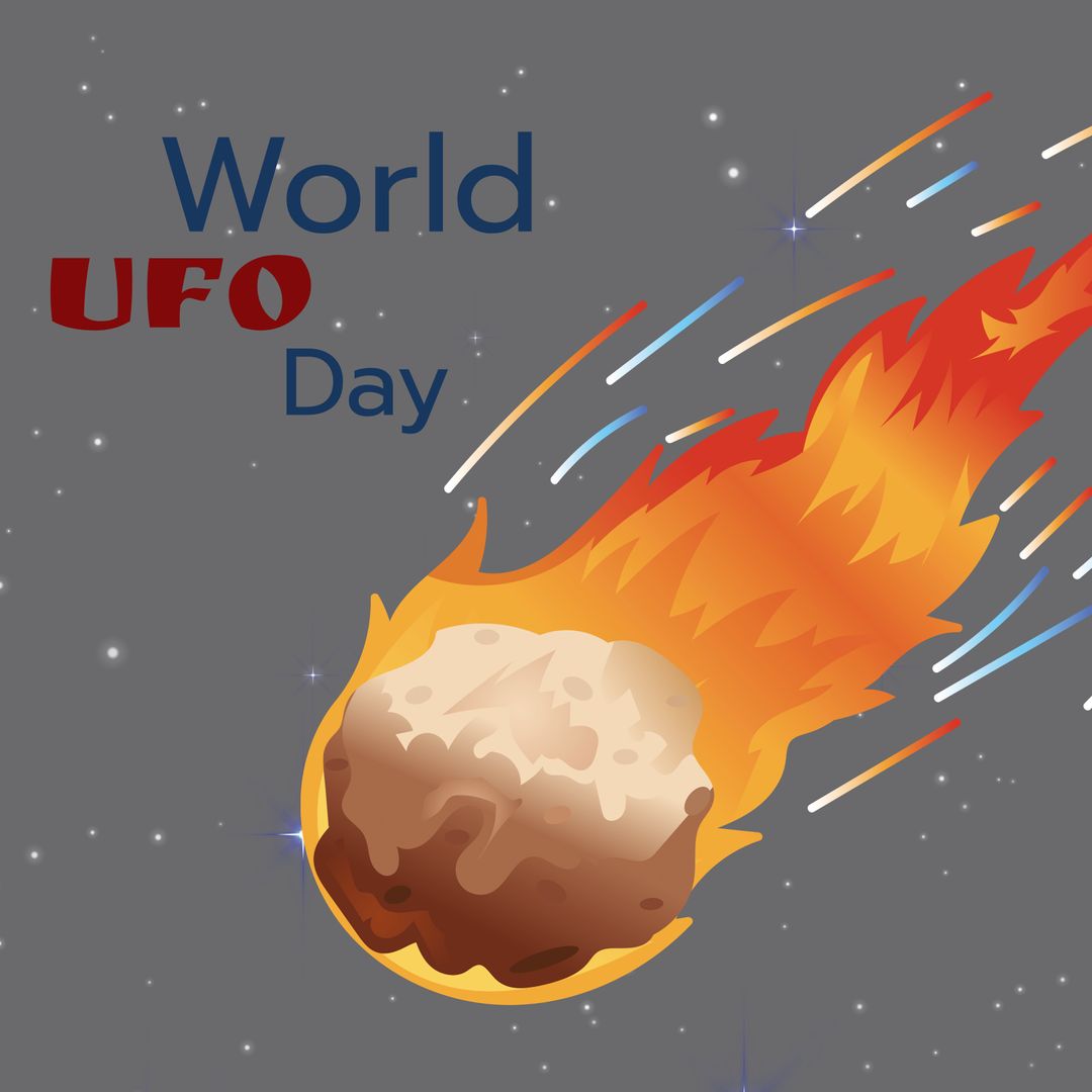 World UFO Day Meteorite Illustration in Starry Sky