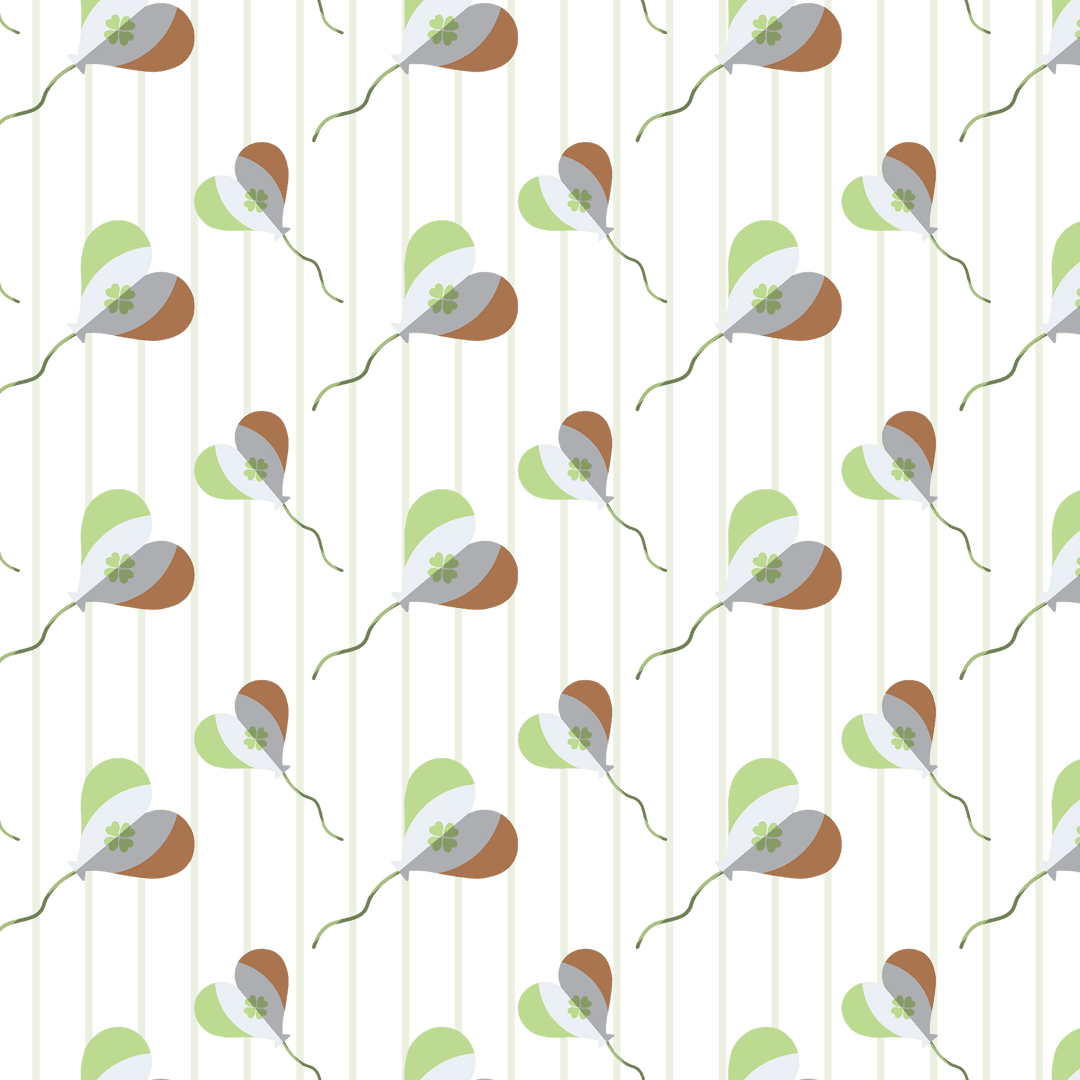 St. Patrick's Day Green Shamrock Balloon Pattern Transparent Background