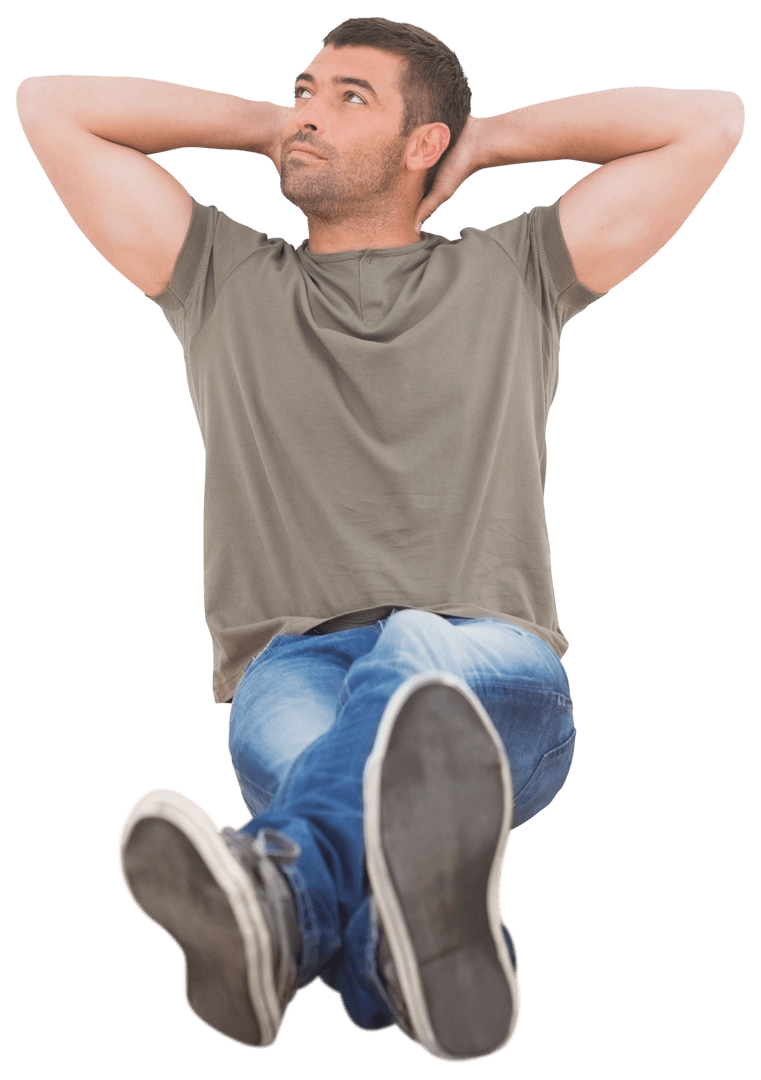 Transparent Relaxed Man Crossed Legs Casual Pose