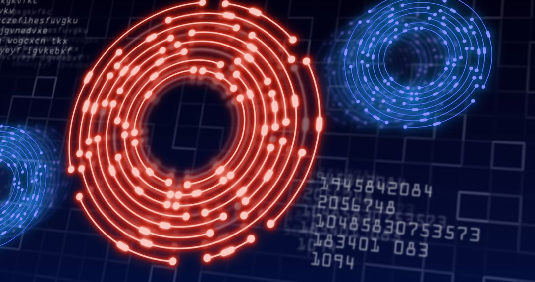 Futuristic Neon Circuit and Data Digital Illustration