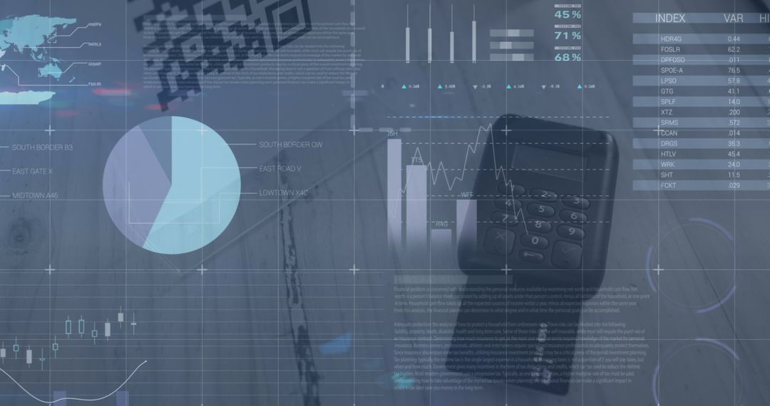 Digital Financial Data Overlay on Payment Terminal Background