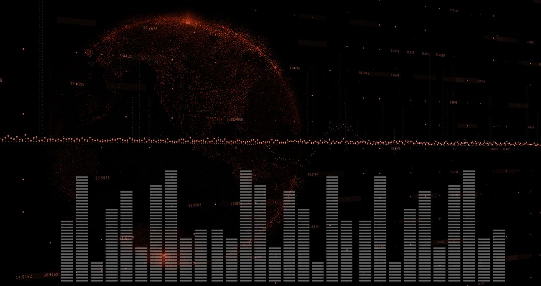 Futuristic Data Visualization with Rotating Globe and Charts
