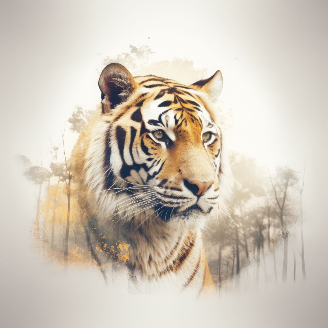 Double exposure with tiger and tropical greenery, created using generative ai technology - Free Images, Stock Photos and Pictures on Pikwizard.com
