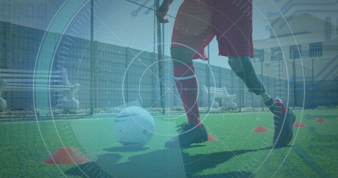 Biracial Soccer Player Training Drill with Focus on Footwork