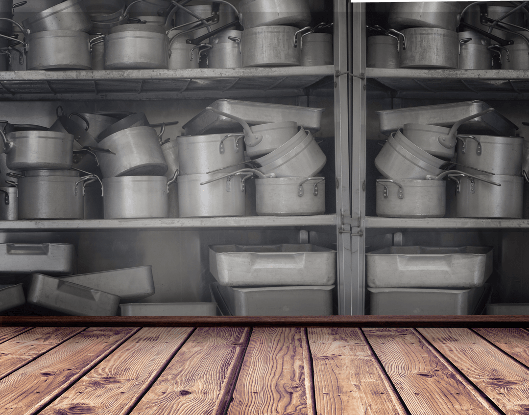 Transparent Kitchenware on Steel Shelf Design