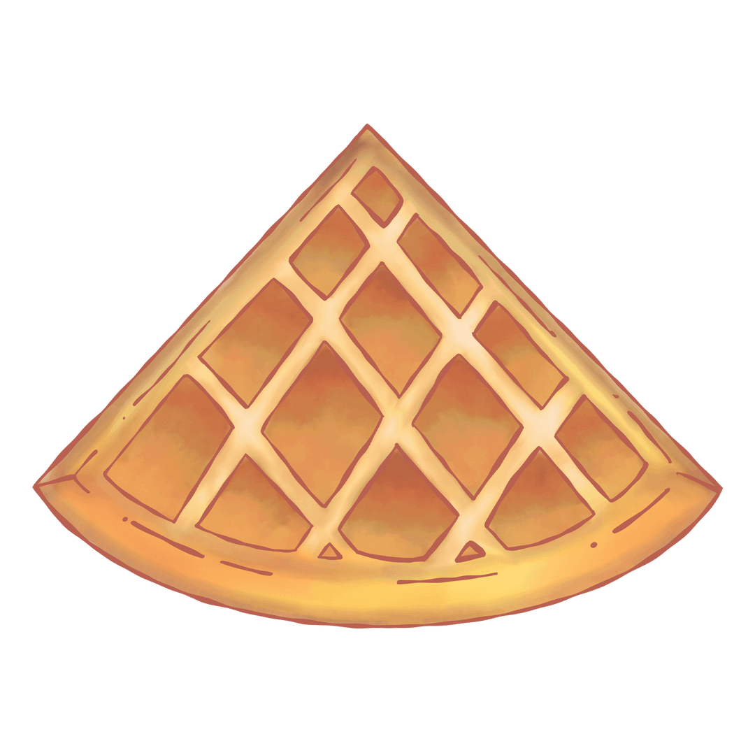 Flat Design Waffle Slice on Transparent Background