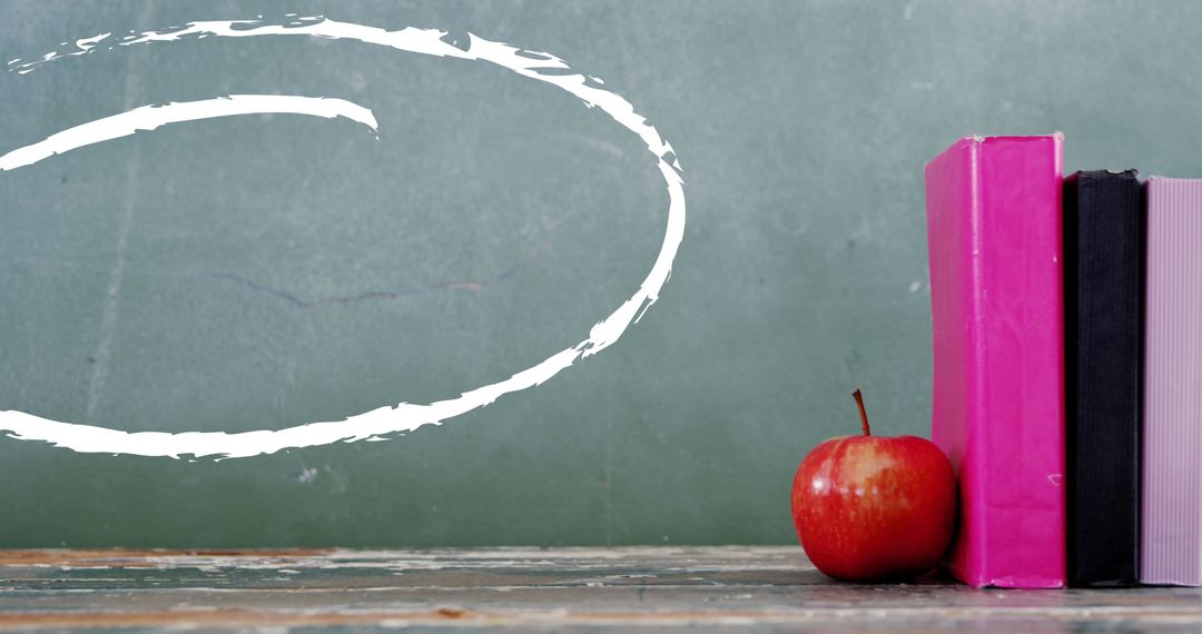 Back to School Design with Books, Apple, and Chalkboard