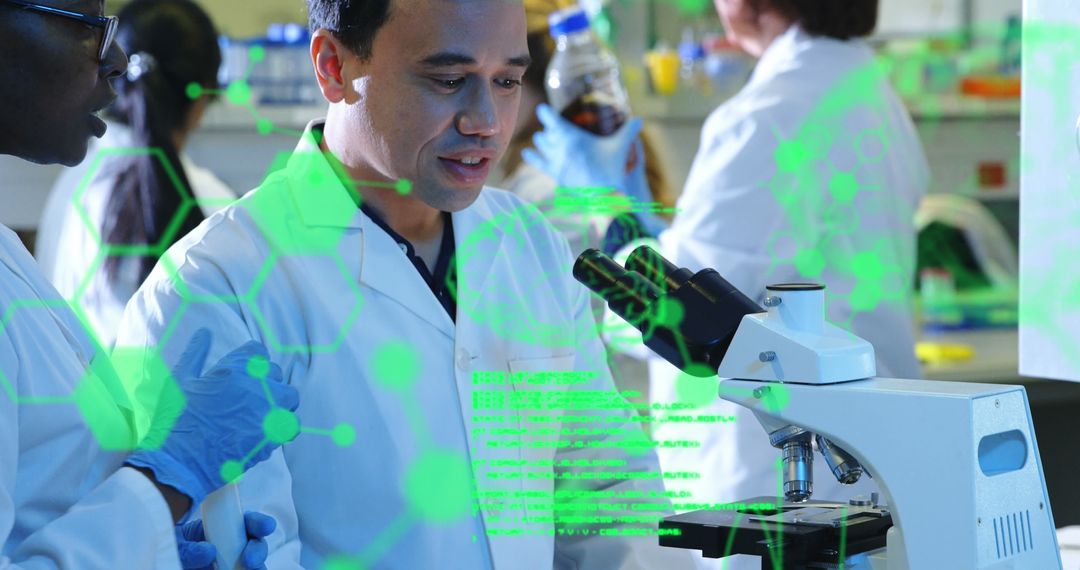 Scientists Analyzing Medical Data with Advanced Technology