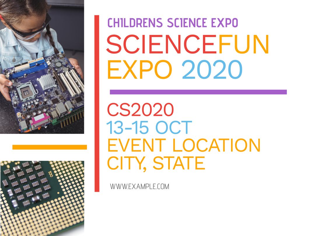 Children's Science Expo Promotional Flyer with Engaged Child