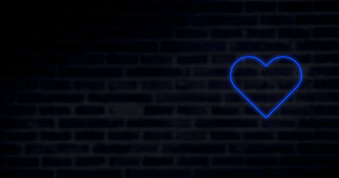 Blue Neon Heart on Dark Brick Wall Conceptual Art - Free Images, Stock Photos and Pictures on Pikwizard.com