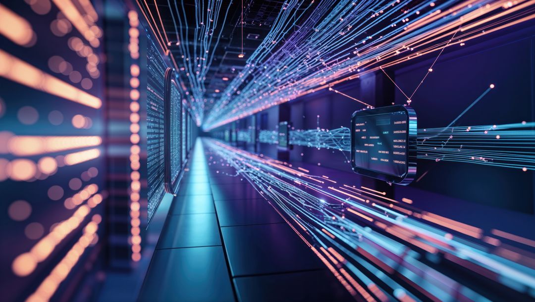 Futuristic Data Pipeline Flowing Through Digital Infrastructure