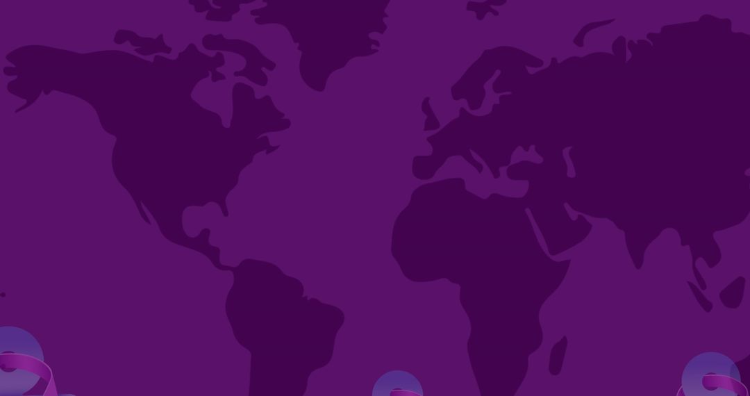 Breast cancer awareness ribbon with world map background