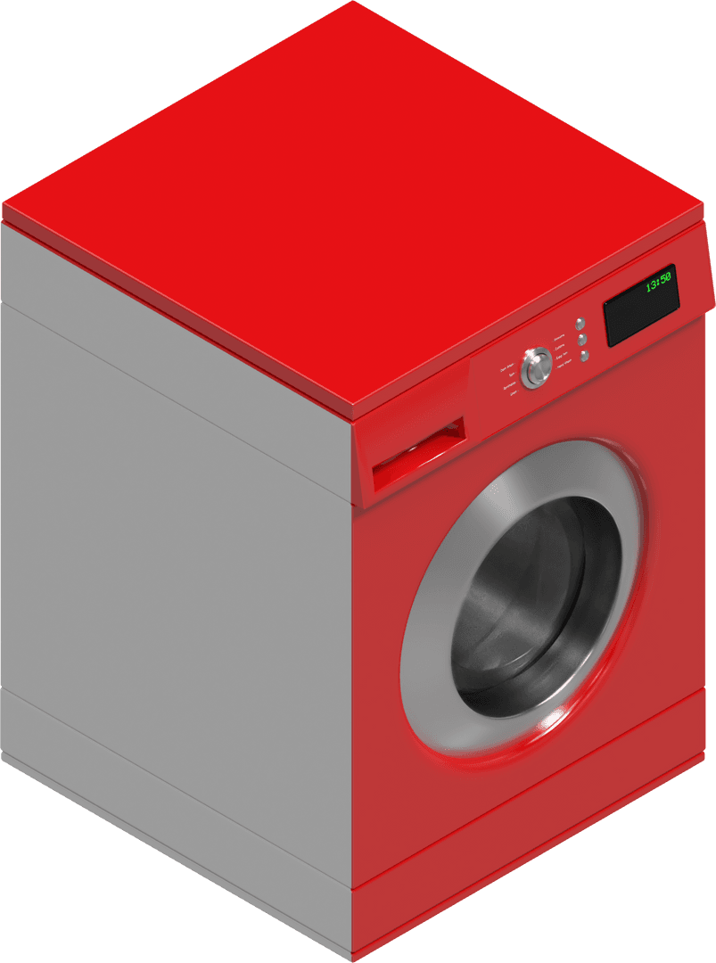 Red Transparent Washing Machine with Digital LED Control Panel