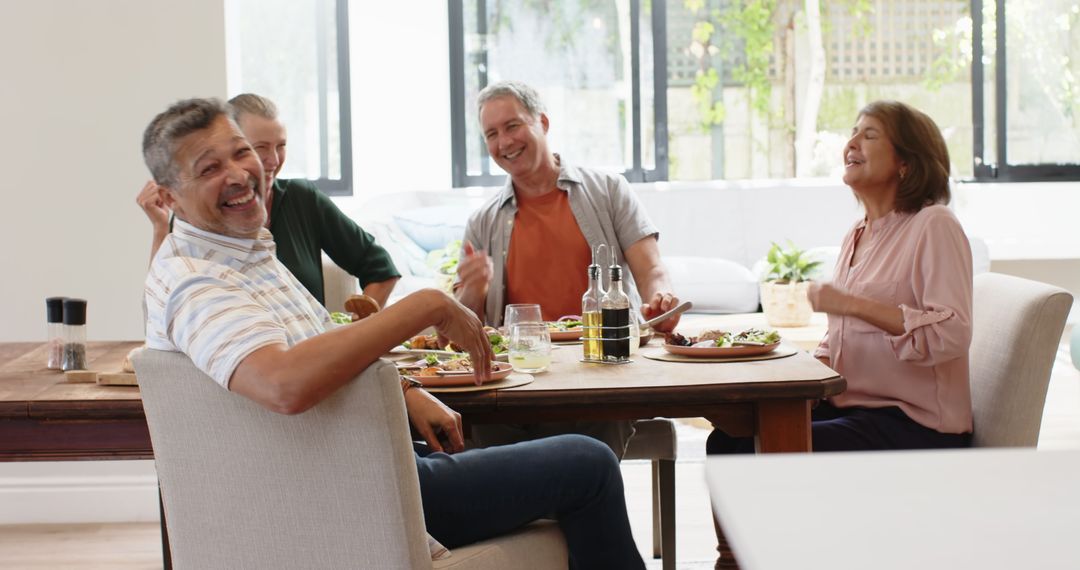 Joyful Family Gathering Around Rustic Dining Table