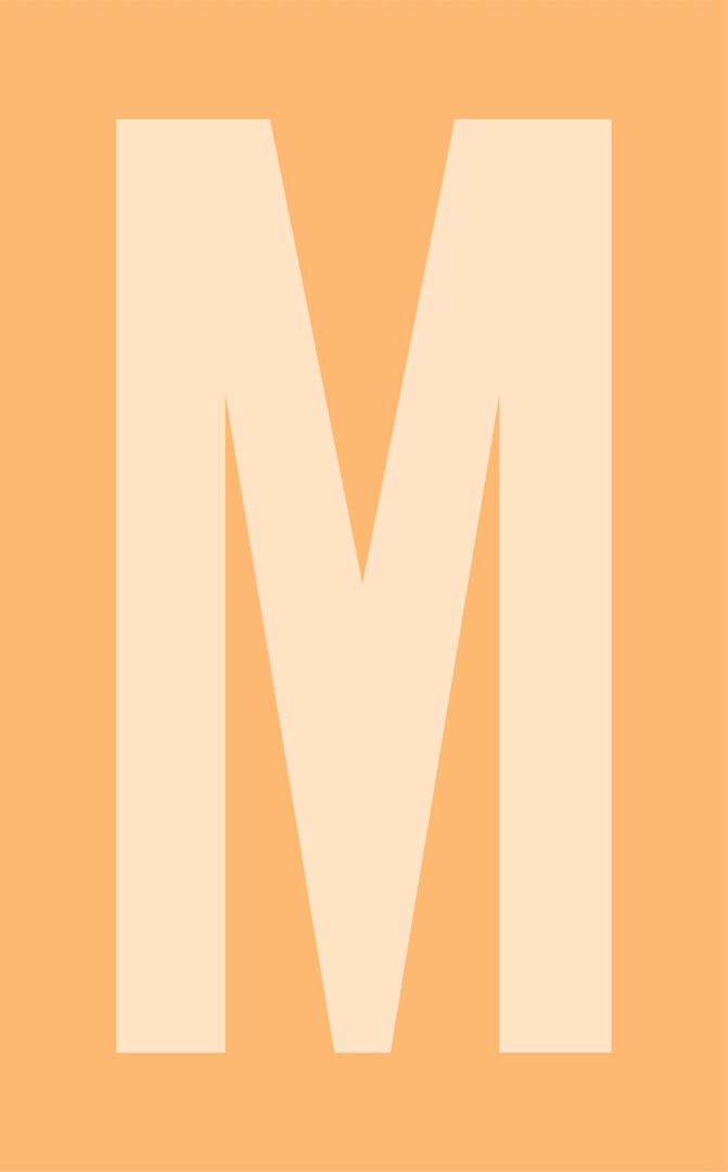 Bold Letter M Transparent Design in Minimal Flat Style