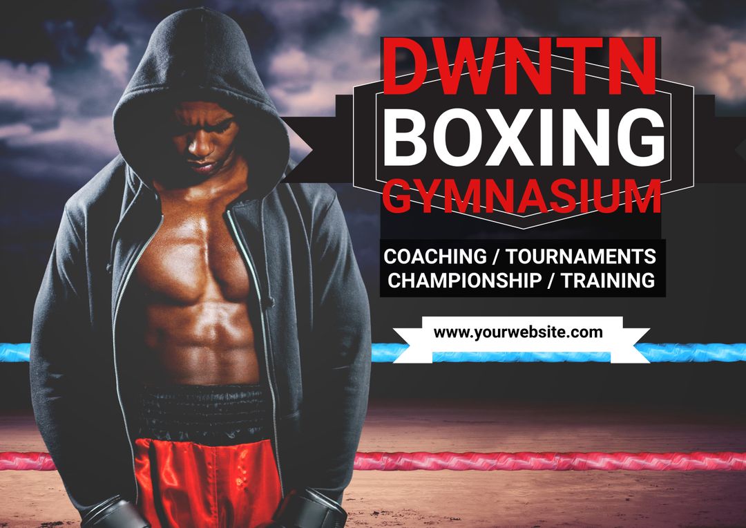 Boxer in Concentration Promoting Gymnasium for Training and Tournaments - Download Free Stock Templates Pikwizard.com