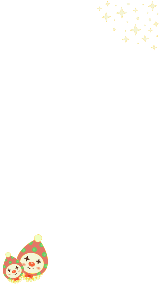 Festive Clown Dolls with Sparkling Stars on Transparent Background