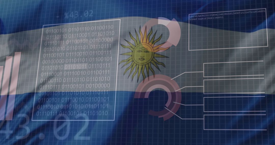 Digital Data Analytics Superimposed on Argentina Flag