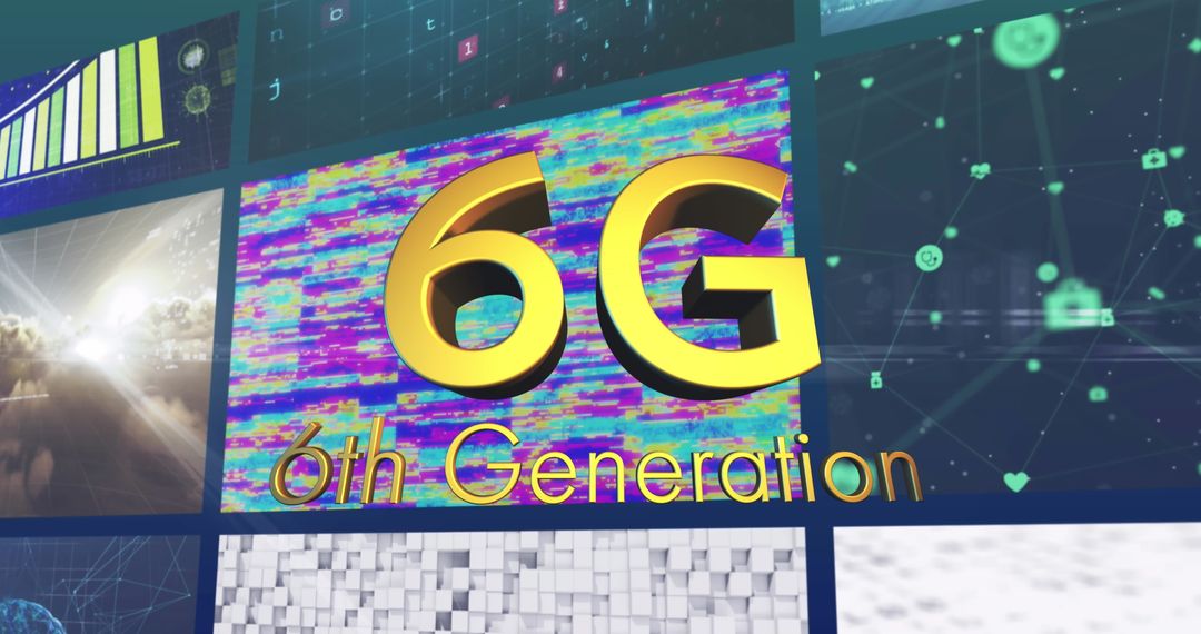 6G Technology Concept with Digital Interface and Gold Text
