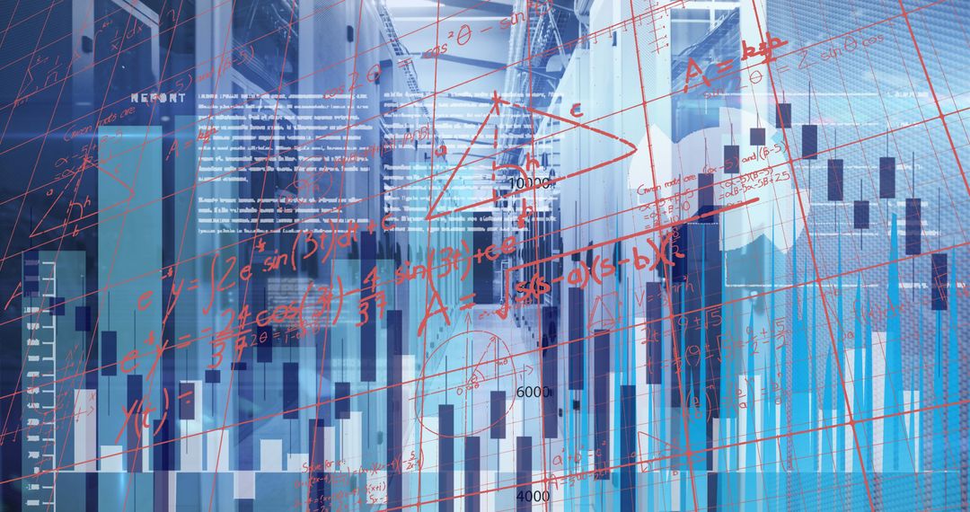 Digital Data Visualization Over Modern Server Room