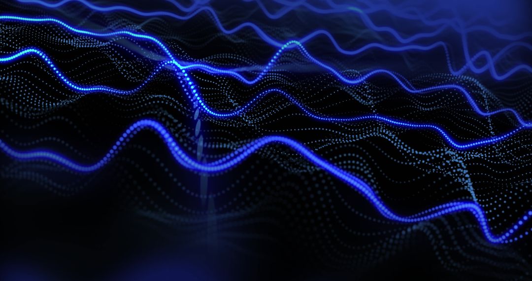 Dynamic Digital Waveform Art with Blue Lines on Dark Background