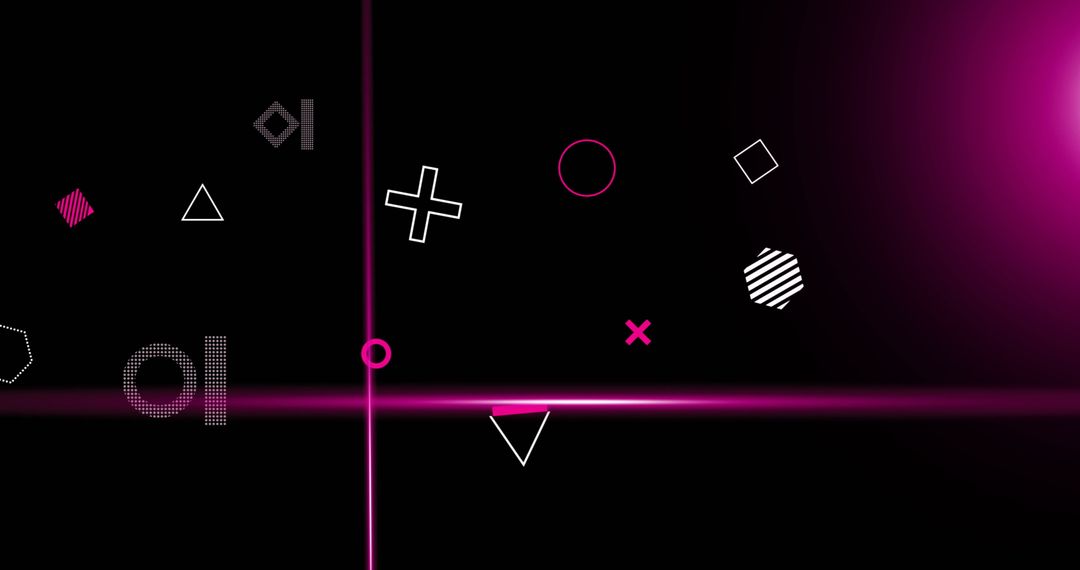 Neon Geometry and Data Scanners on Dark Digital Background