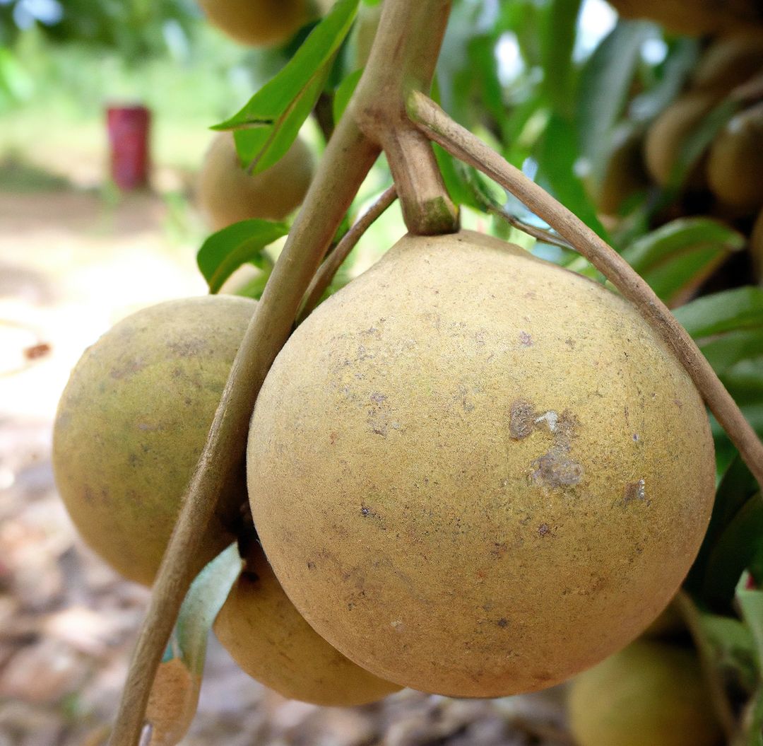 Image of close up of ripe monk fruit hanging from tree on sunny day - Free Images, Stock Photos and Pictures on Pikwizard.com