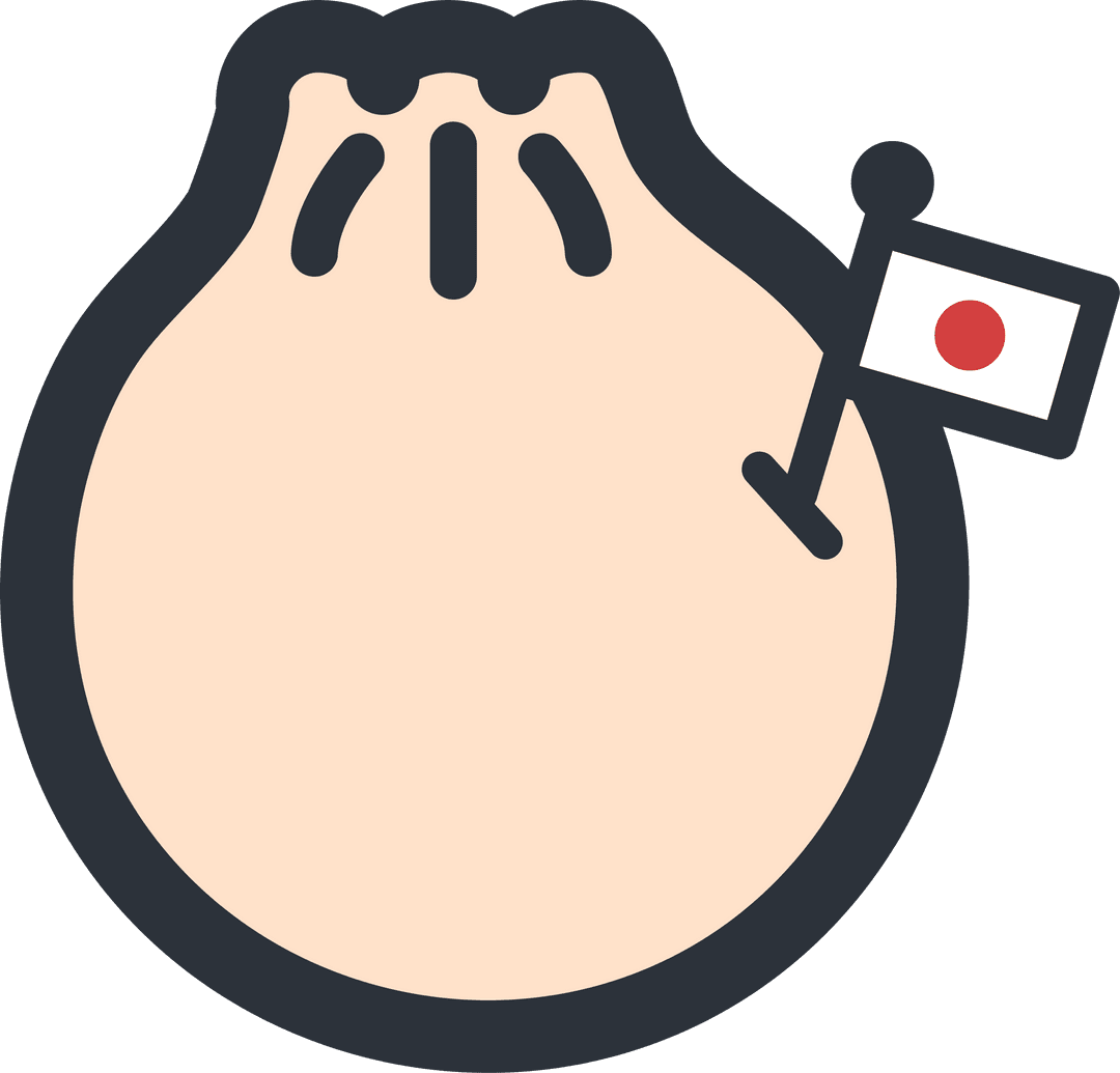 Cartoon Steamed Bun Vector with Japanese Flag, Transparent Background