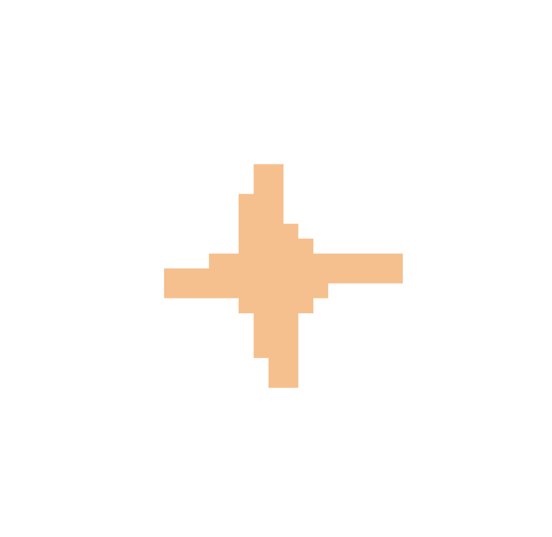 Pixelated Cross in Peach-Orange on Transparent Background