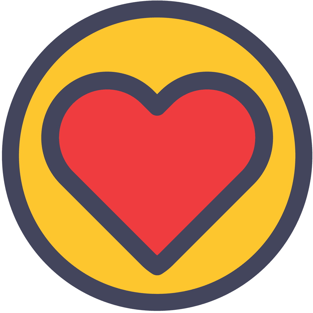 Transparent Heart in Yellow Circle Icon for Valentine's Day Love Design