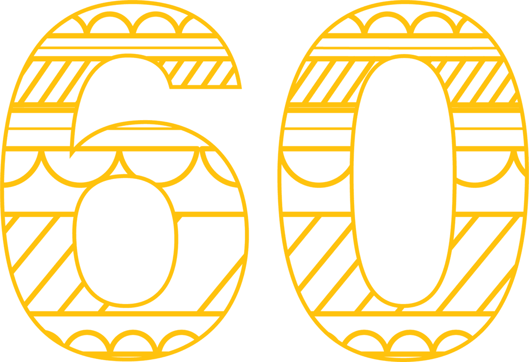 Ornate Yellow 60 with Geometric Patterns on Transparent Background