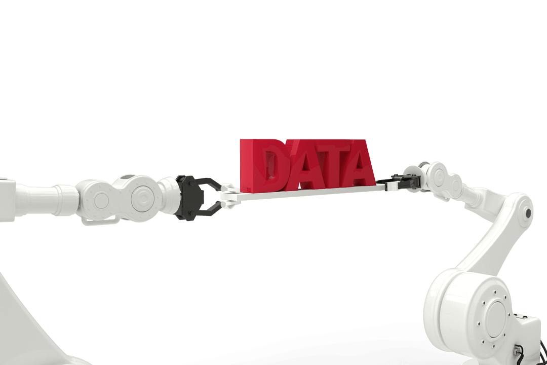 Data Illustration with Robotic Arms on Transparent Background
