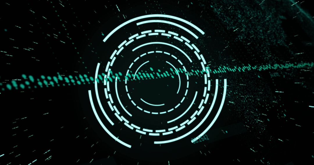 Futuristic Digital Data Visualization with Neon Circles