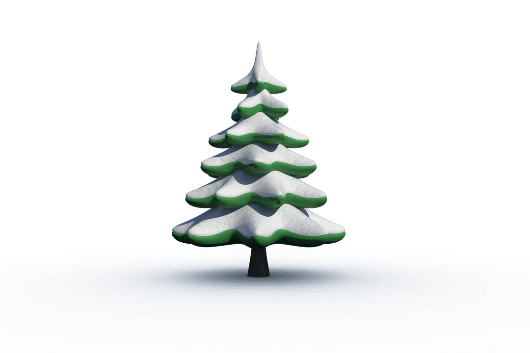 Festive Snow-Covered Christmas Tree on Transparent Background