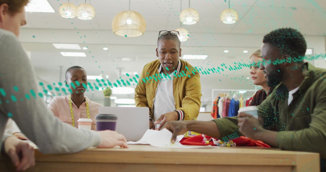 Diverse Team Analyzing Global Market Data in Office