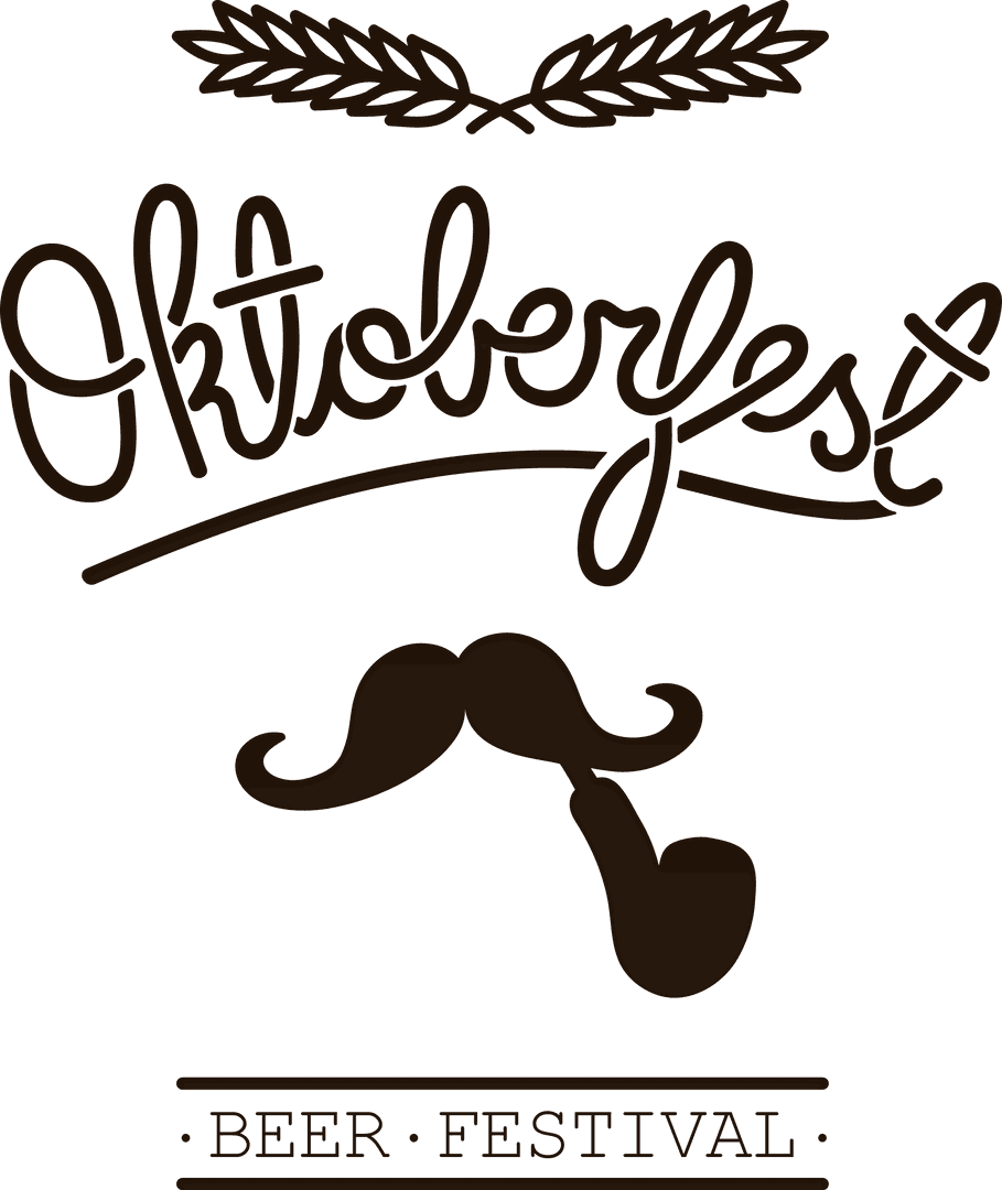 Transparent Oktoberfest Banner with Mustache and Pipe Design