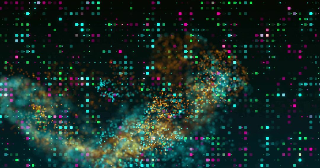 Dynamic Pixelated Data Stream with Glowing Particles