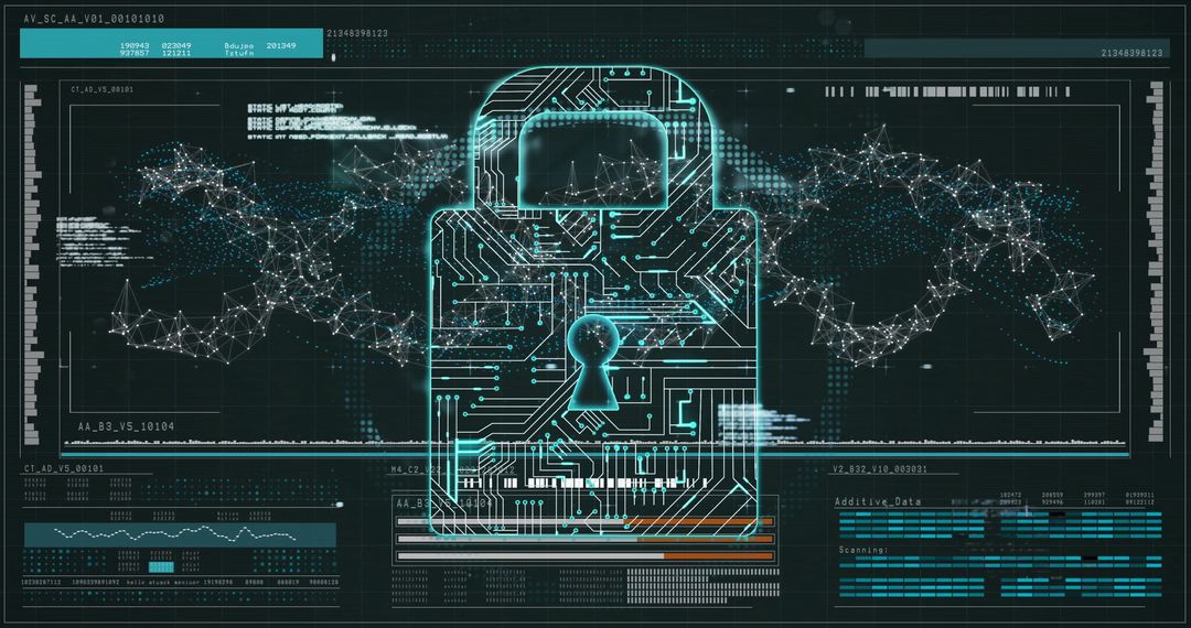 Neon Telecom Cybersecurity Interface with Augmented Data Layers