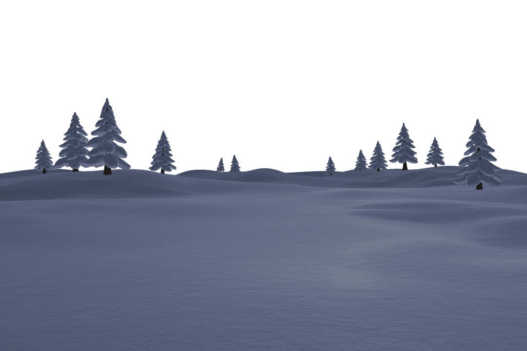 Winter Forest Snow Scene with Transparent Background in Daylight
