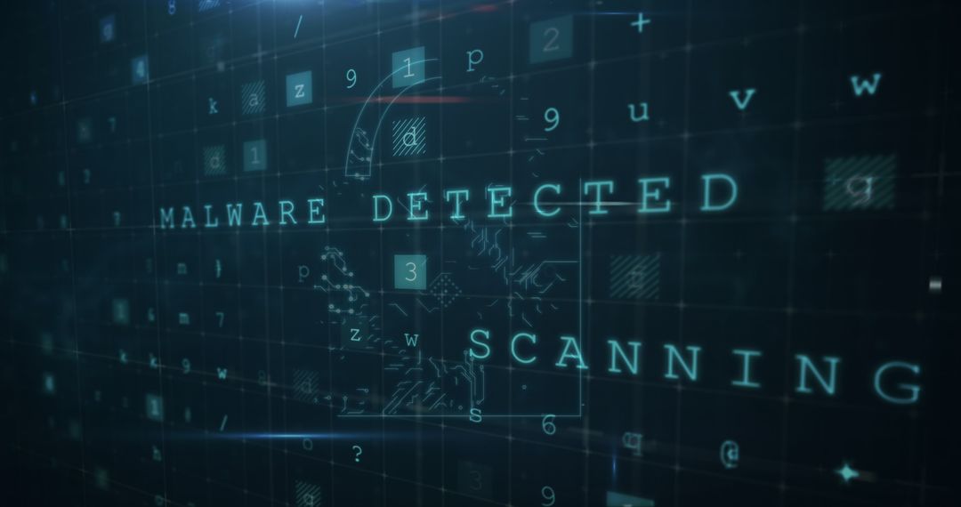 Digital Security Lock and Code Illustrations Indicating Malware