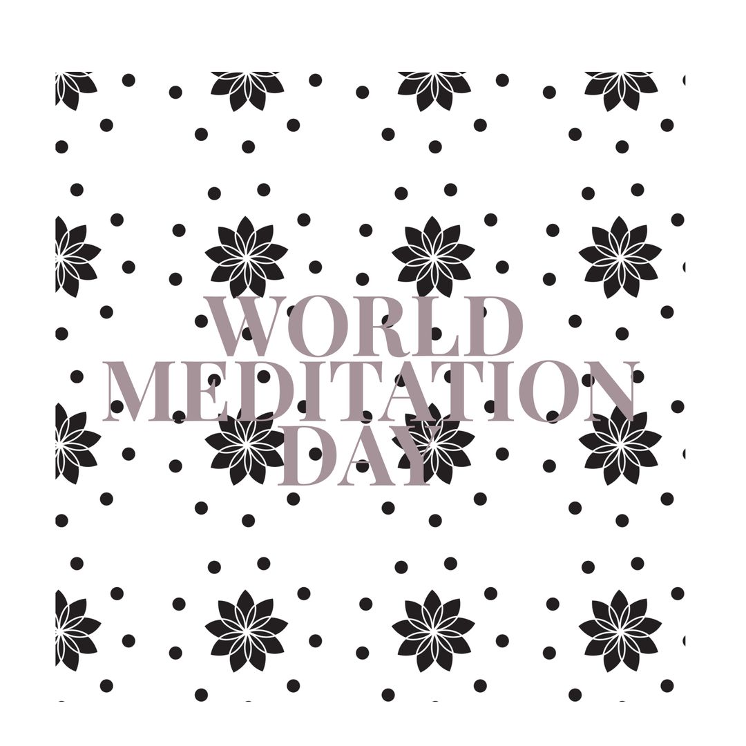 World Meditation Day Floral Design with Dots on White Background